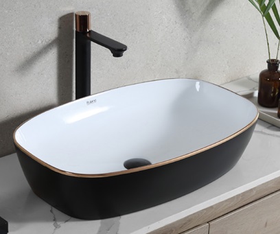 Counter Top Wash Basin Bundle With Tall Mixer Tap QTRO-50BW Plus - Rose Gold Series